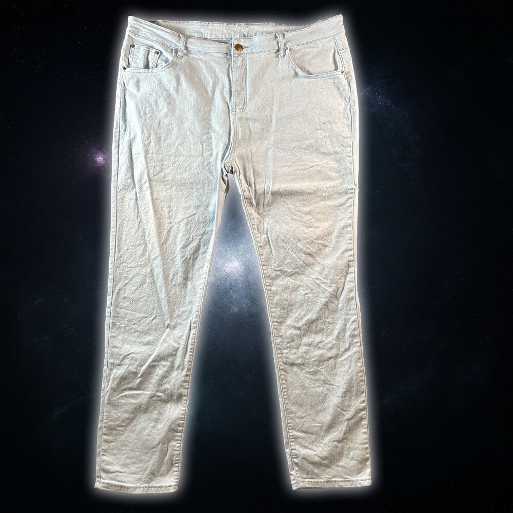 Wulful Light Blue Denim Casual 5-Pocket Straight Leg Men's Size 42x29.75